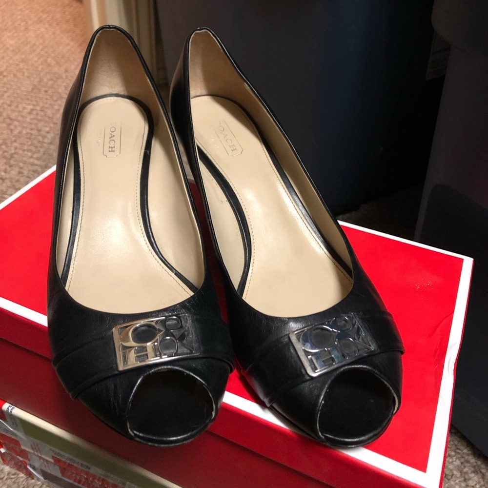 COACH PIPER SEMI MATTE CALF WEDGES